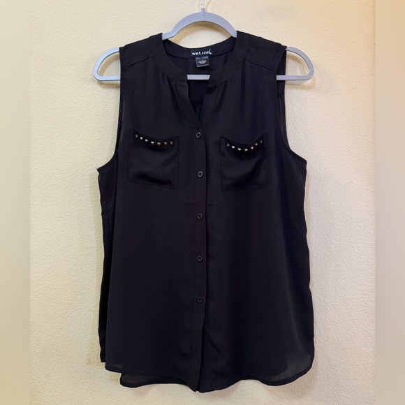 Wet Seal Tops - Wet Seal Sheer Sleeveless Button Down Top